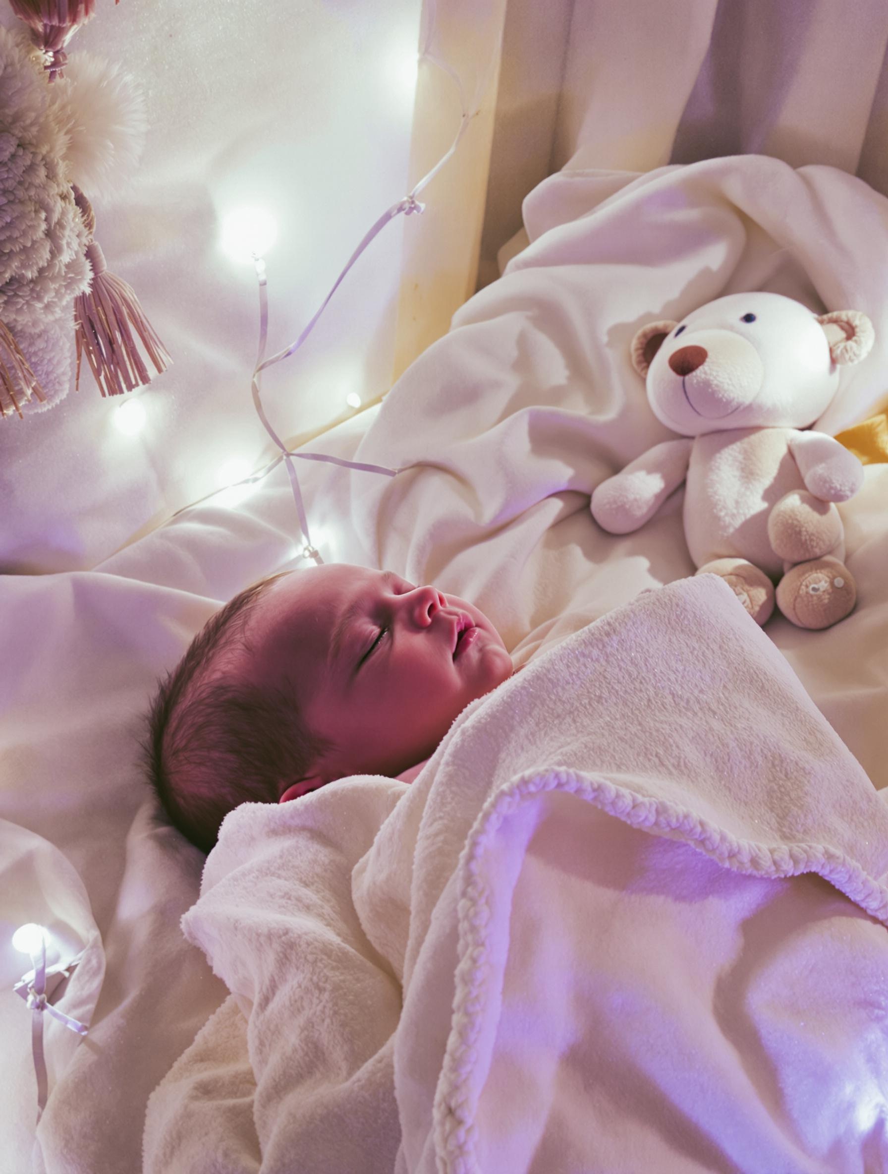 Un bébé paisiblement endormi dans son lit.