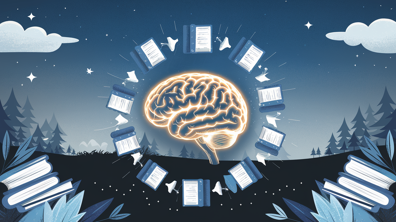 Illustration éducative montrant les bienfaits du sommeil sur un cerveau d'enfant.