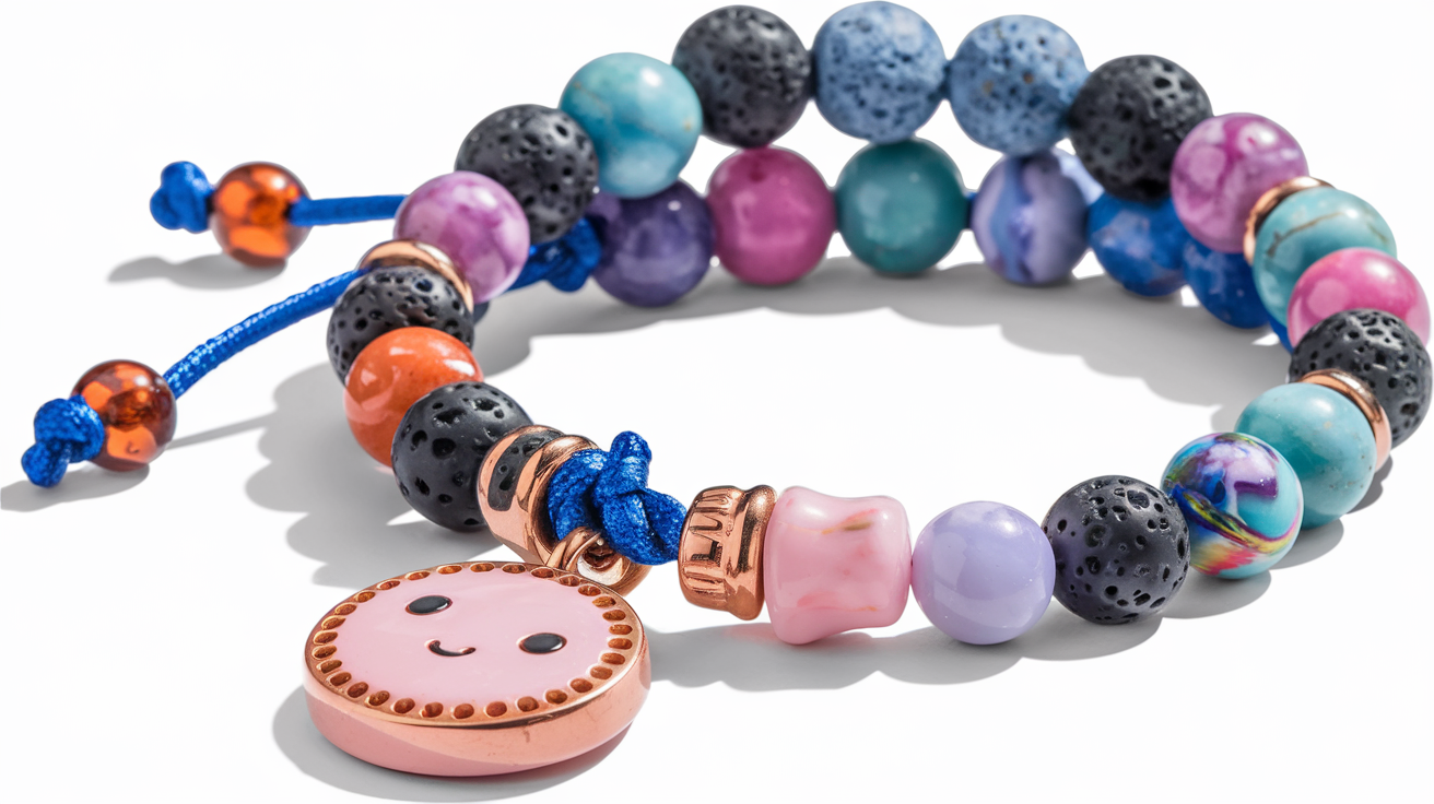 Un bracelet aromathérapie pour enfants avec pierres naturelles.