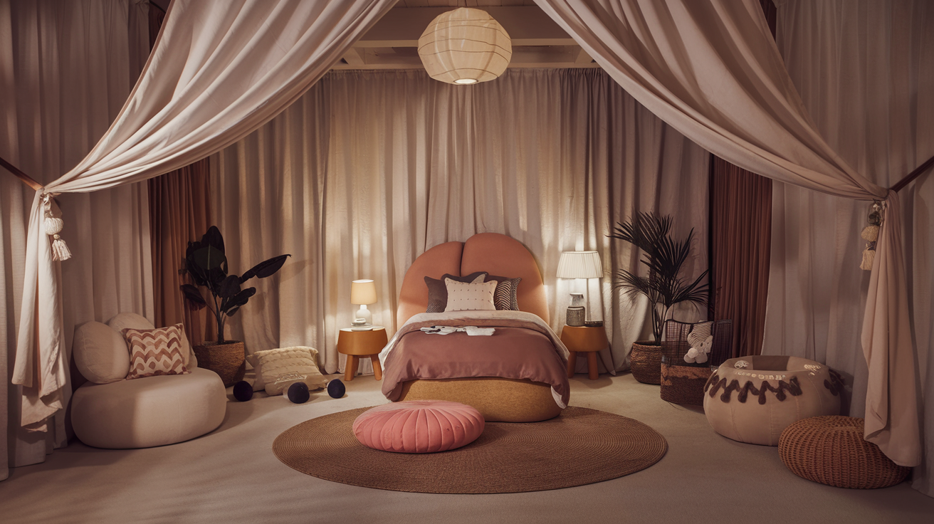 Une chambre d'enfant avec des rideaux occultants.