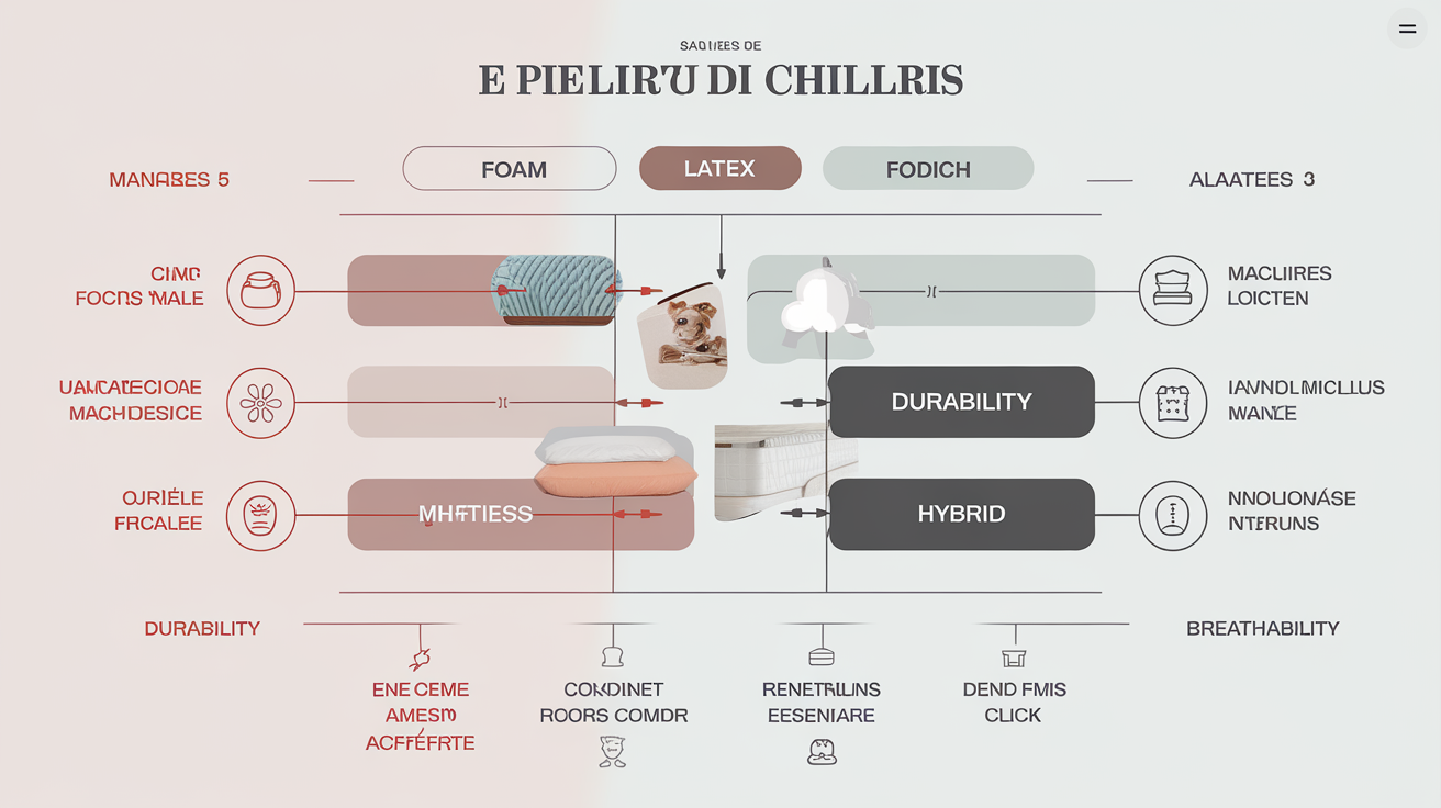 Tableau comparatif des matériaux pour matelas enfants.