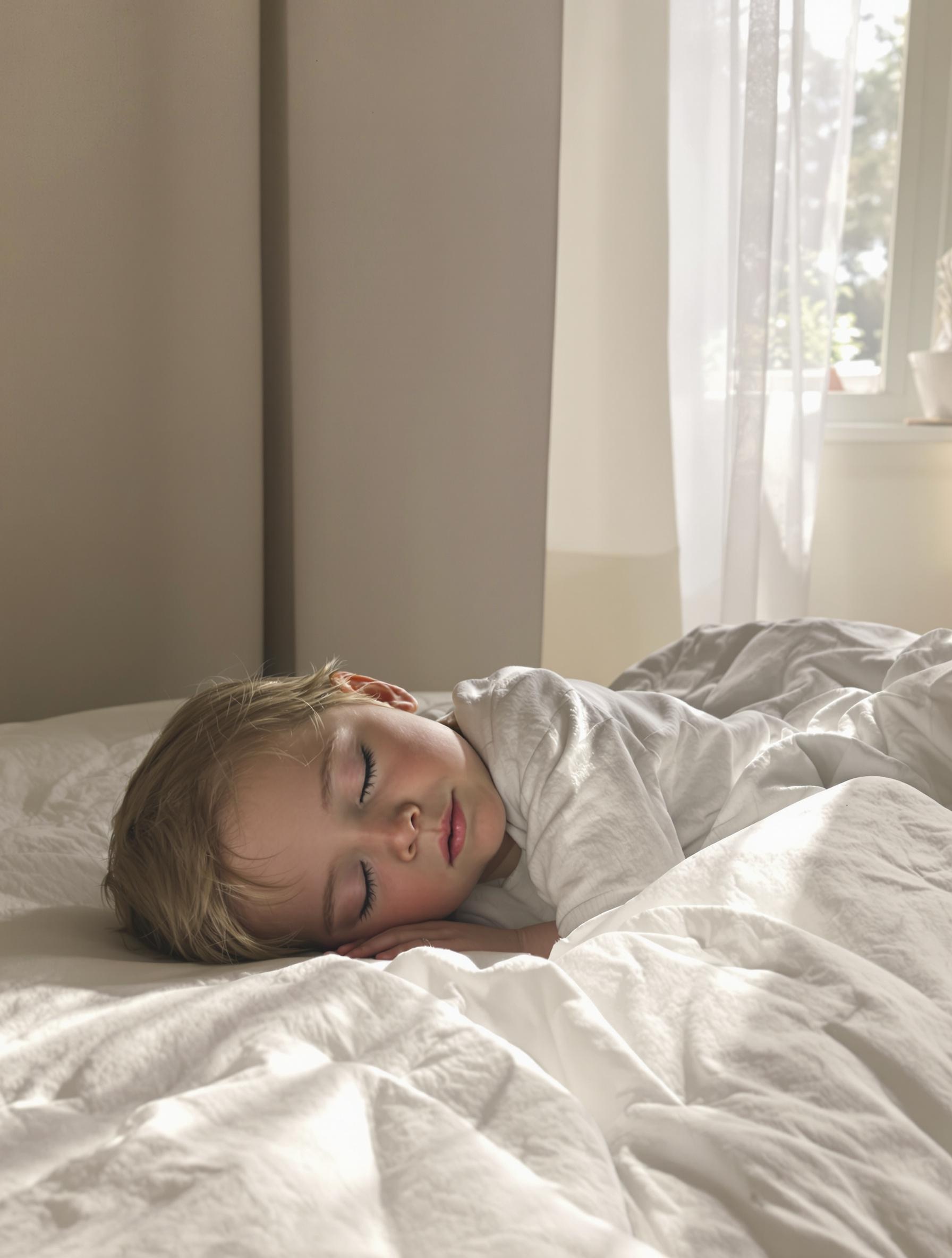 Un enfant dormant paisiblement pendant une sieste.