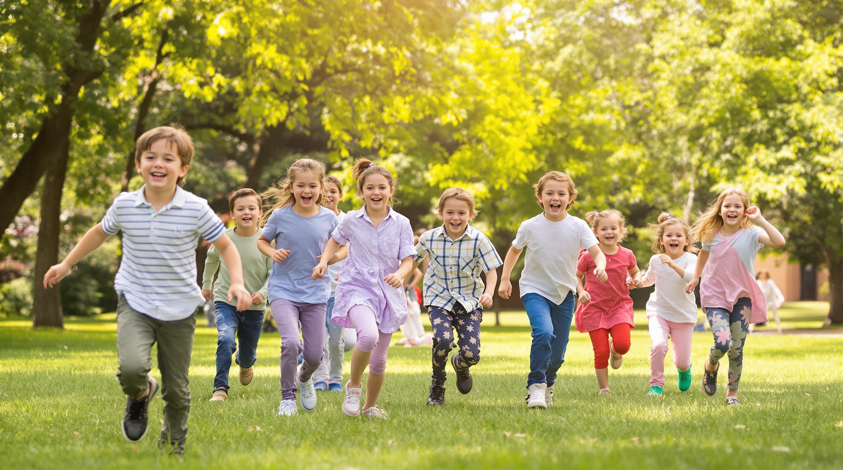 Des enfants jouant joyeusement à l'extérieur dans un parc.