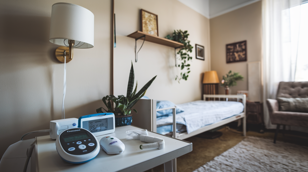 Matériel utilisé pour un test d'apnée du sommeil à domicile