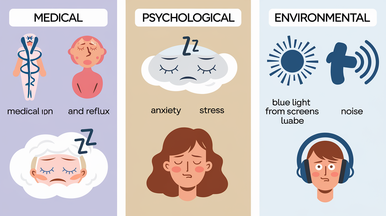 Tableau illustratif sur les causes principales des troubles du sommeil.