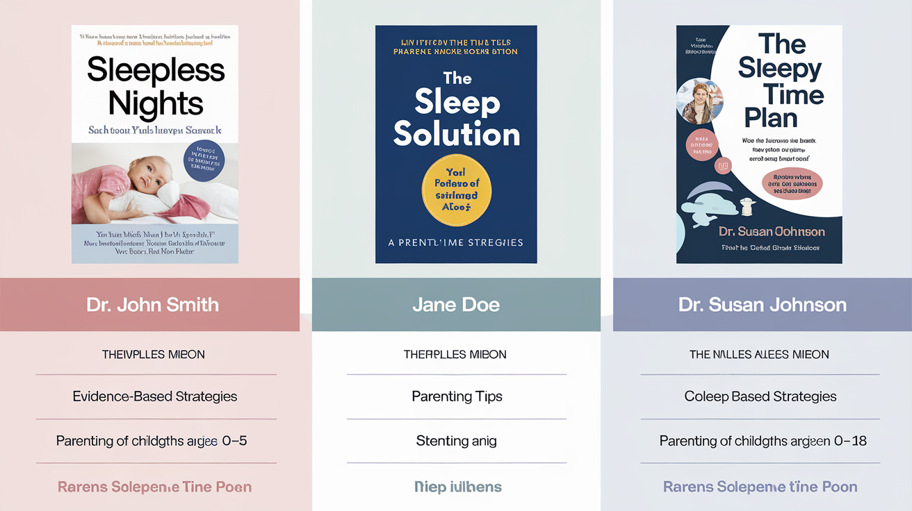 Tableau comparatif des meilleurs livres sur le sommeil des enfants.